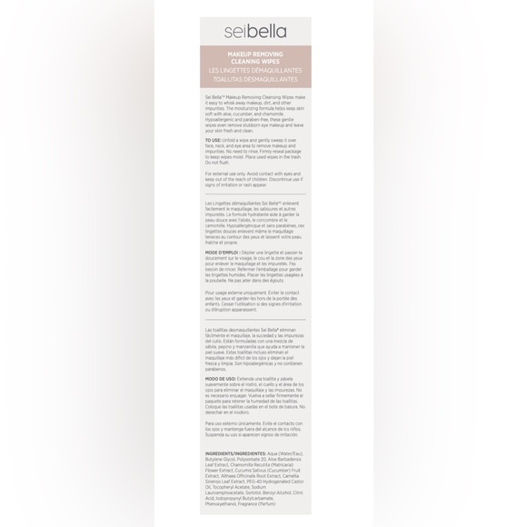 Sei Bella® Makeup Removing Cleansing Wipes - Picture 3 of 5